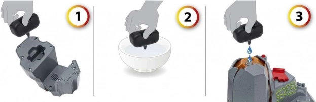 Interactieve vulkaan met licht, geluid en stoom