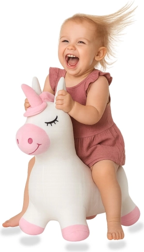 HoppyDoo springeenhoorn met pluchen bekleding en pomp