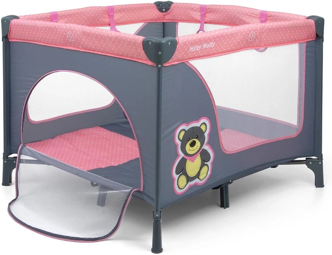 Opvouwbare kinderbox MILLY MALLY Fun Pink Bear