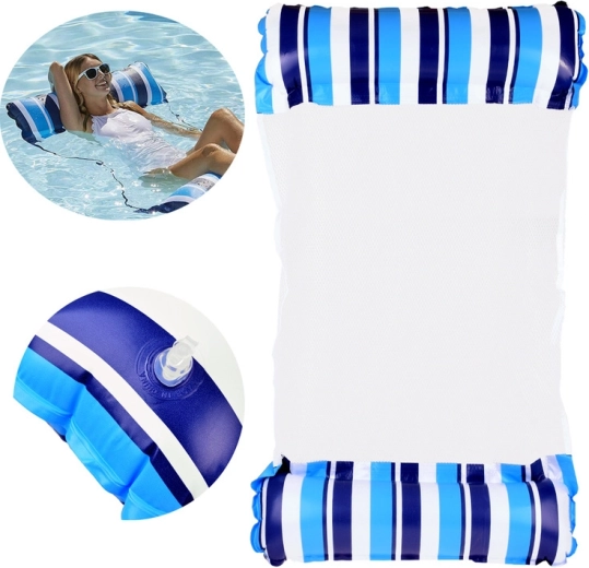 Opblaasbare zwembad-hangmat – drijvende matras blauw-wit - 1 stuk