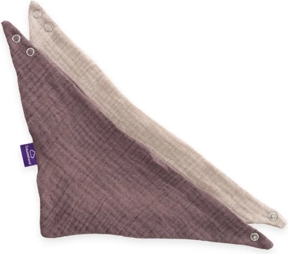 Trä umeland mousseline halsdoekjes beige en pruimkleurig, 2 stuks