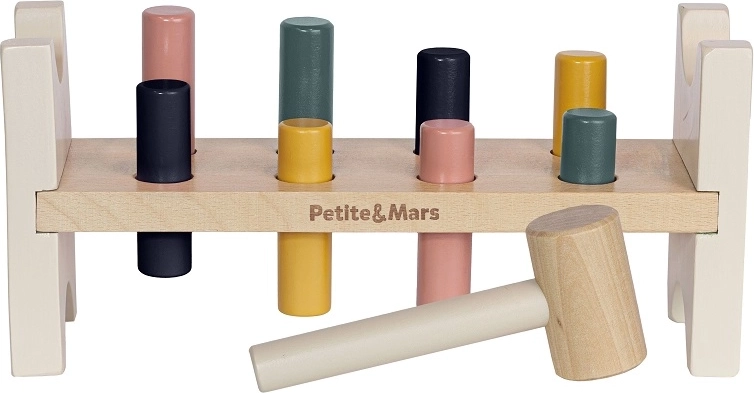 Houten hamerbank PETITE&MARS Big Bang, roze Aurora, 12m+