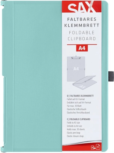 Afsluitbaar klembord met clip SAX A4 groenblauw