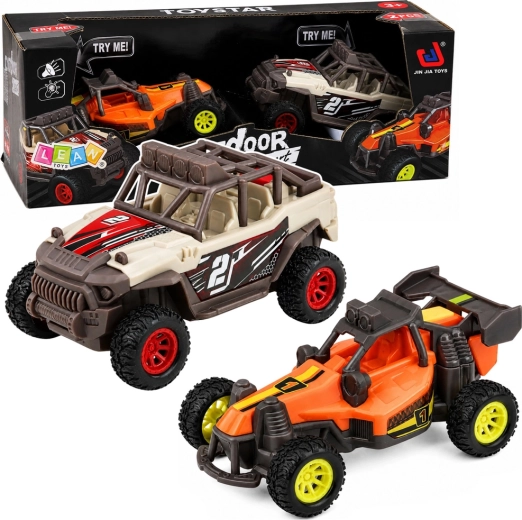 Set van 2 off-road buggy’s met licht- en geluidseffecten 14 cm