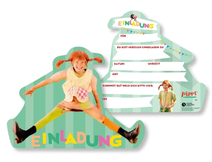 Uitnodigingen Pippi Langkous – 8 stuks