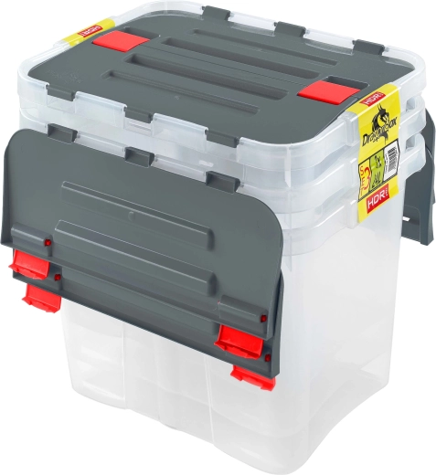 Heidrun kunststof opbergboxen met deksel Dragon 24 l (3 stuks)
