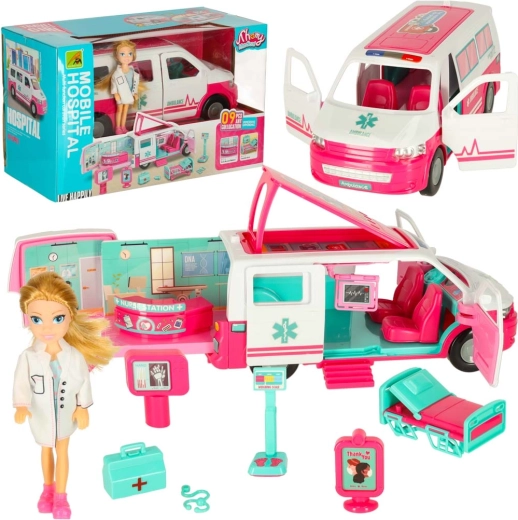 Kinderambulance 2-in-1 met mobiel ziekenhuis en pop
