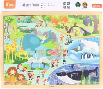 Houten puzzel Dierentuin – 48 stukjes