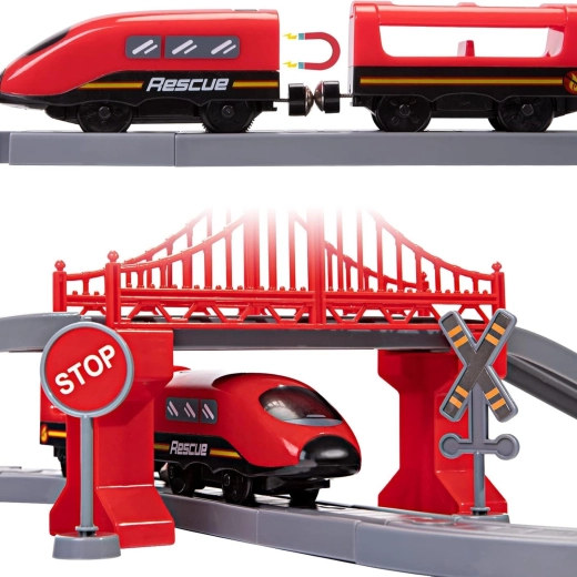 Elektrische trein met geluiden en magnetische koppelingen