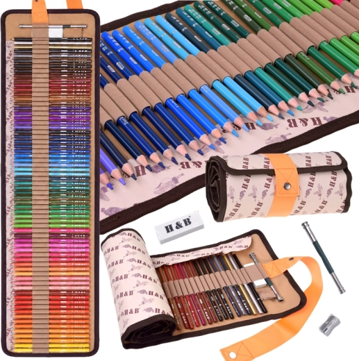 Kleurpotloden H&B – set van 72 kleuren in een oprolbare etui