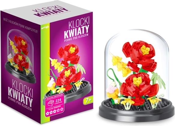 Bouwset bloemen – pioenrozen onder een stolp (224 onderdelen)