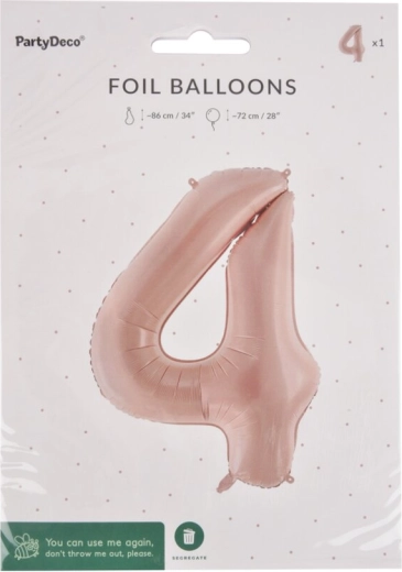 Folieballon cijfer 4 beige 72 cm