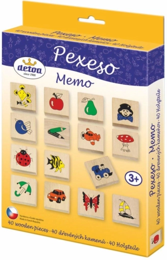 Houten geheugenspel Detoa met afbeeldingen, 40 houten kaartjes