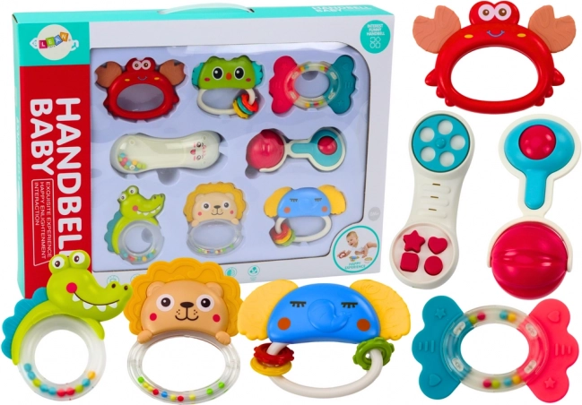 Set van babyrammelaars en bijtspeeltjes in de vorm van dieren, 8 st