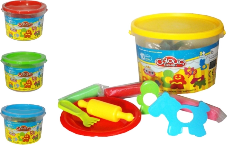 Set klei voor kinderen in een emmer – 10 kleuren met accessoires