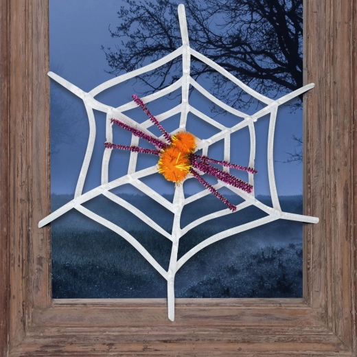 Wit Halloween-spinnenweb met gele spin