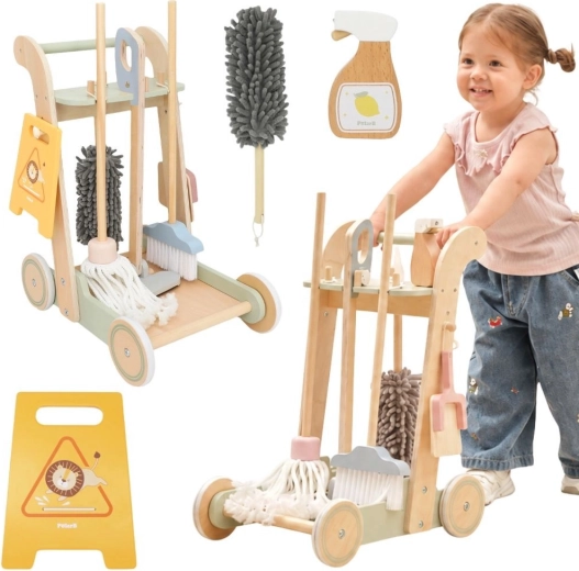 VIGA Houten schoonmaakkar met accessoires