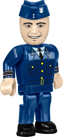 Pilotenfiguur en informatieplaatje bij het vliegtuig