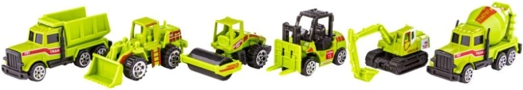 Set van 6 bouwmachines voor één bouwplaats