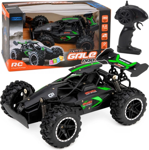 Terrein RC-auto 1:18 2,4 GHz, zwart-groen, tot 15 km/u
