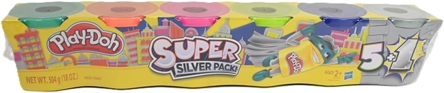 Boetseerklei Play-Doh metallic kleuren gold/silver 6 stuks