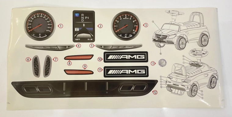 Stickerblad voor loopauto Mercedes-Benz C63