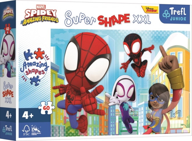 Puzzels 60 stuks XXL Super Shape Slimme Spidey, Spidey en zijn supervrienden