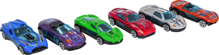 6 metalen autootjes in de set