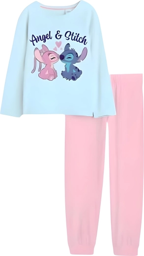 Meisjeskatoenen pyjama Stitch & Angel turkoois-roze