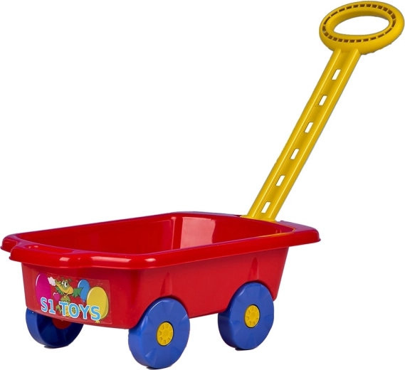 Kinderkunststof wagentje met trekhendel 45 cm – rood