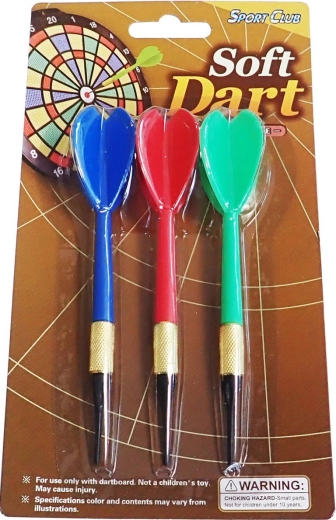 Gekleurde pijltjes met plastic punt voor elektronische dartborden - set van 3 stuks