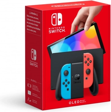 Nintendo Switch OLED-model neonblauw en rood