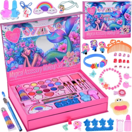 Grote zeemeermin-beautyset oogschaduws, nagellakken, haarspeldjes en elastiekjes