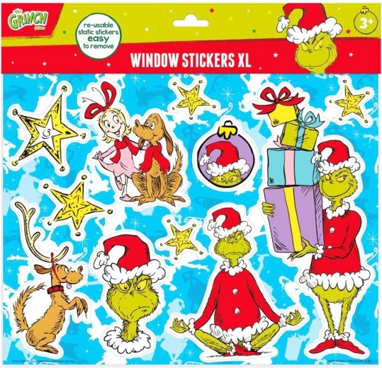 Grinch raamstickers – herbruikbare decoraties