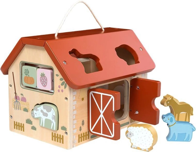 Houten Montessori-boerderijhuisje Baby Mix