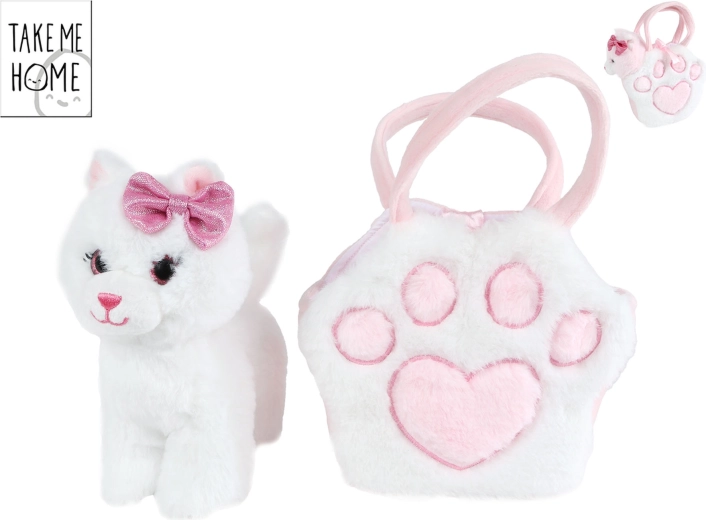 Take Me Home pluche kat met handtas 20 cm