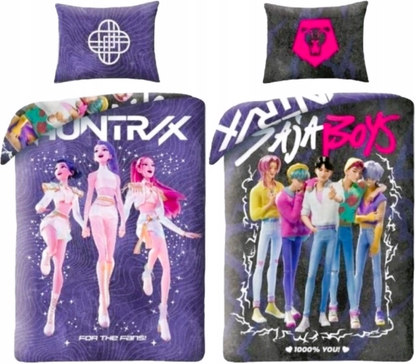Omkeerbaar beddengoed K-pop demon hunters Huntrix en Saja boys 140 × 200 cm