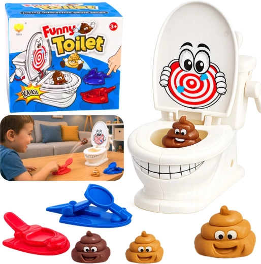 Funny toilet – behendigheidsspel met schietkatapulten