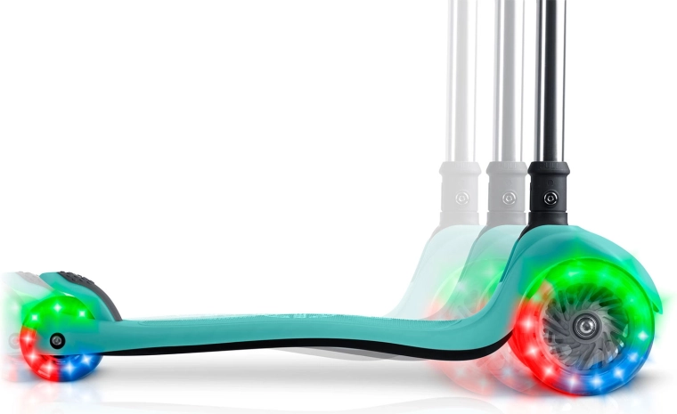 Lichtgevende fun: fluorescerend deck en LED-wielen