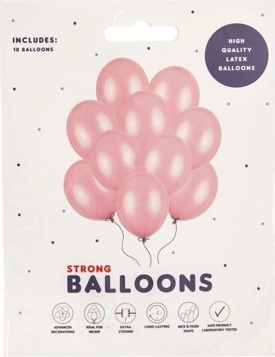 Latex ballonnen parelmoer roze 27 cm, 10 stuks