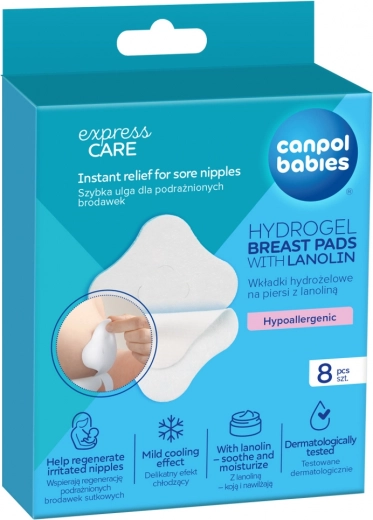 Hydrogel-helende tepelkussentjes met lanoline CANPOL babies, 8 stuks