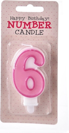 Roze taartkaars cijfer 6