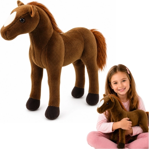 Pluchen paard donkerbruin 40 × 37 cm