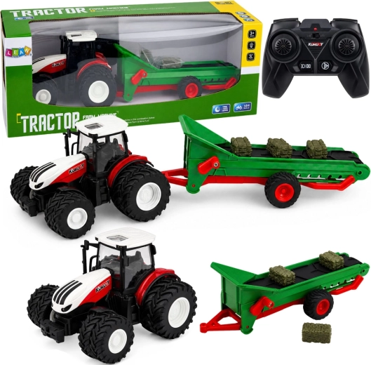 RC-landbouwtractor met transportband en aanhanger voor balen 1:24