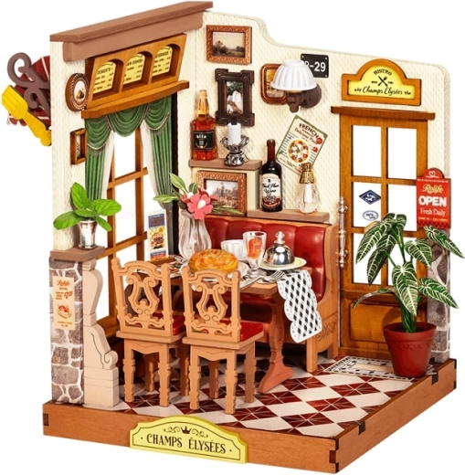 RoboTime 3D houten miniatuur huisje – bistro op de Champs-Élysées