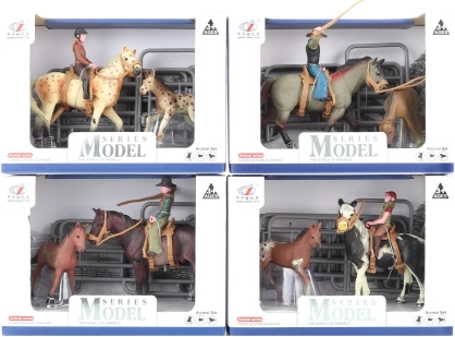 Set paarden met ruiter en omheining