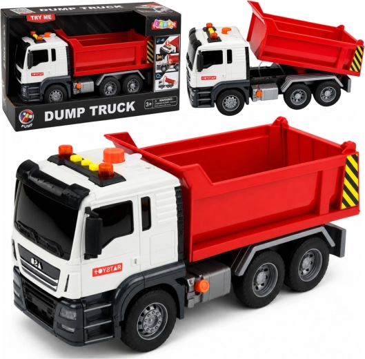 Kinderkiepwagen Dump Truck met licht en geluid, rood-wit