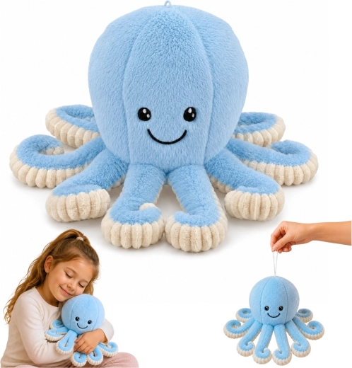 Pluchen octopus met elastische tentakels blauw 30 cm - 1 stuk