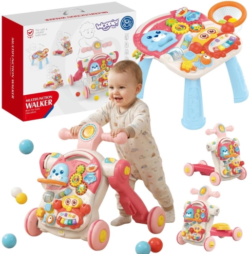 WOOPIE Baby educatieve loopwagen, loopfiets, step en activiteitentafel 4-in-1