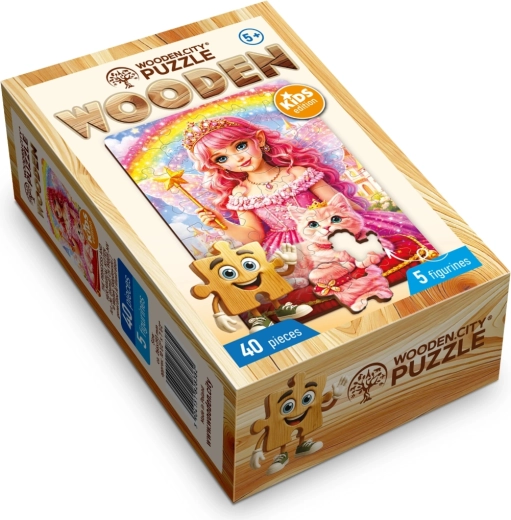 Houten puzzel WOODEN CITY Prinses met een magisch katje, 40 stukjes